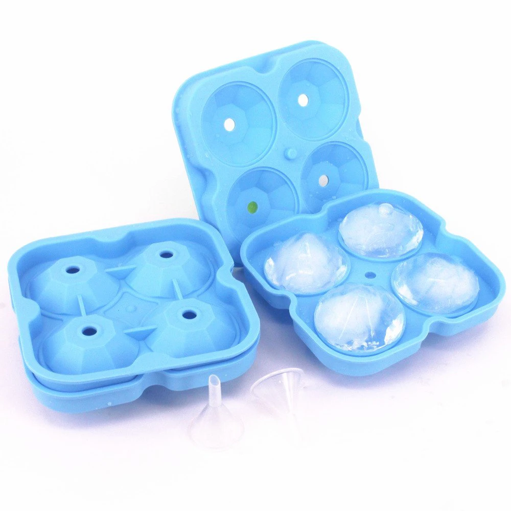 4 Cavities Diamond Ice Cube Trays Moulds- Reusable 3D Ice Cube Maker Tray Set