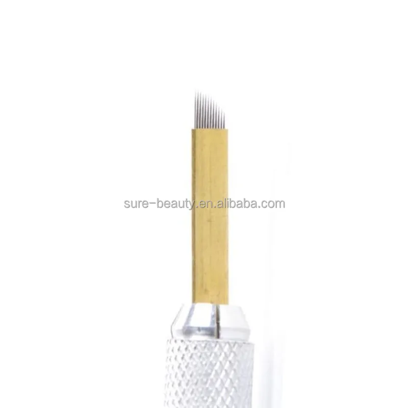 copper golden 0.25mm eyebrow tattoo hard needles with PCD 12pin 14pin 19U / 21U