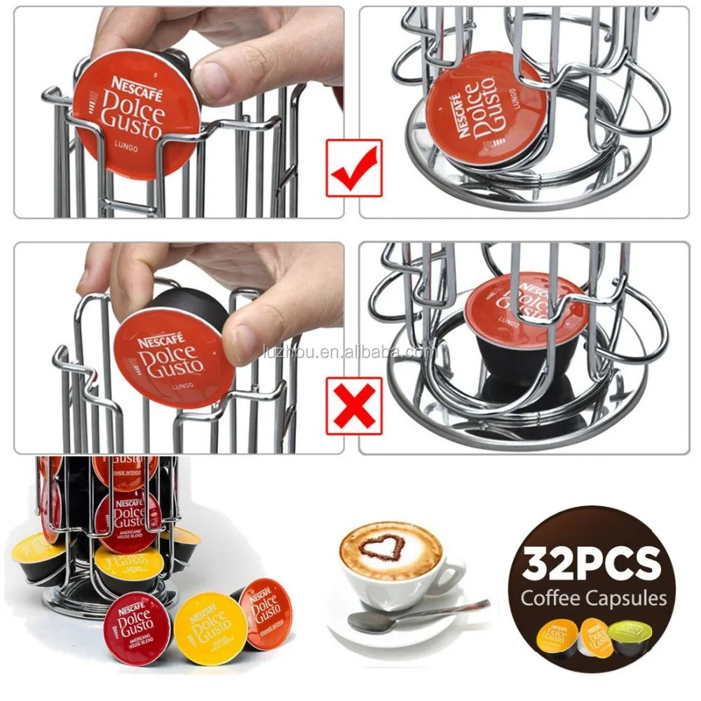 Hot selling Electroplated Wire Silver Color 32pcs Dolce Gusto Coffee Capsules Display Holder