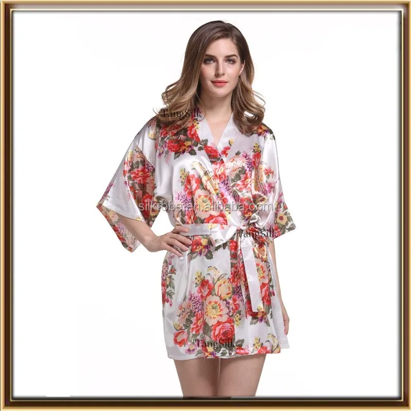 Super soft thicker Satin flower sleepwear bridesmaid robe