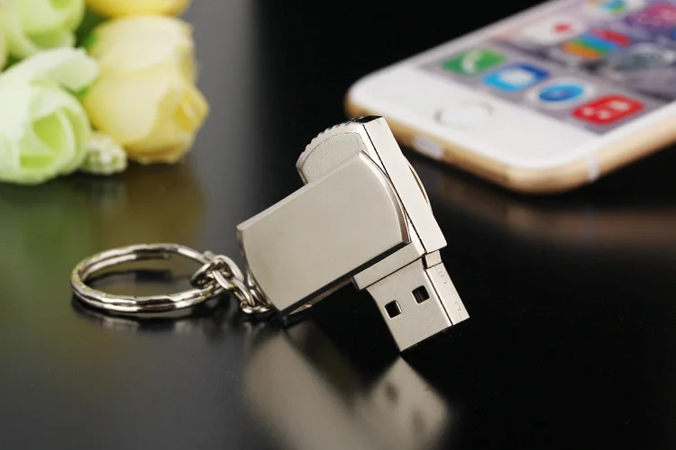 
Rotatable Metal Key Chain USB Stick USB 2.0 Customized LOGO USB Flash Drive 