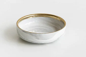 Marble Bowl Dishes Bowl Dinner Ware Fine Porcelain Rimmed China Best Selling Gold Luxury Brown Box Color Enamel Home Appliance