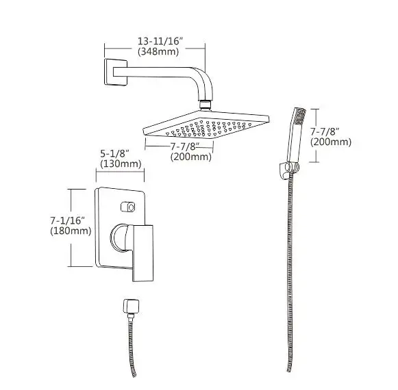 12 Inch rain Shower System Concealed Shower Mixer Chrome Bathroom Rainfall Bath & Shower Faucet Set