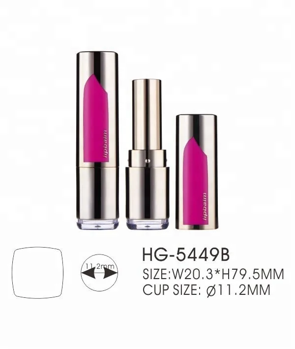 Luxury metallic golden color square lipstick tube container with clear bottom