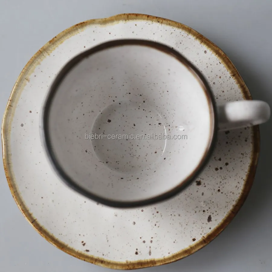 Vintage Retro Old Classical Antique Ancient Ceramic Stoneware Dolomite Coffee Tea Mugs Cup and Saucers Sets