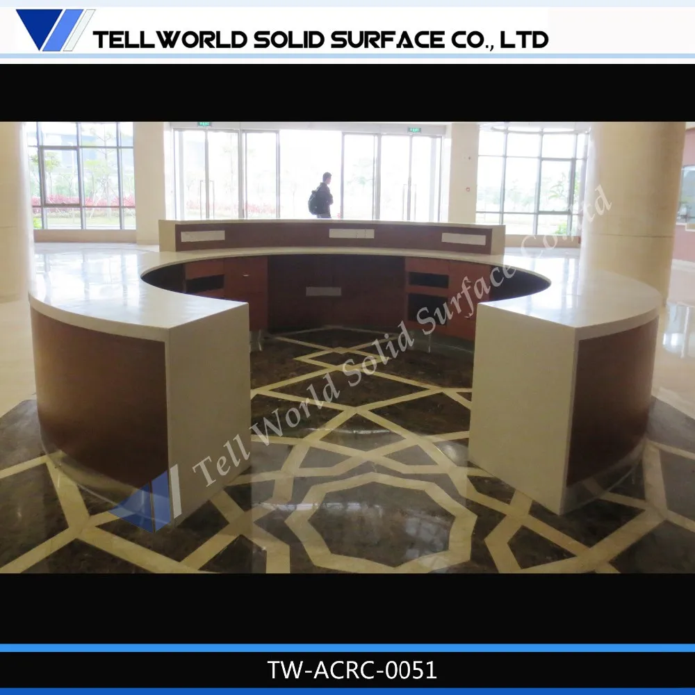Hair Salon Reception Cashier Desks Quartz Stone Curved Reception Desk
