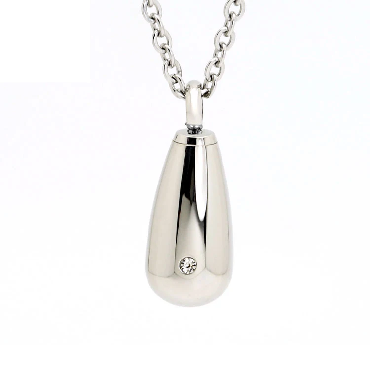 Marlary Necklace Ashes Jewelry Water-Drop Shape Steel Cremation Keepsake Urn Pendant