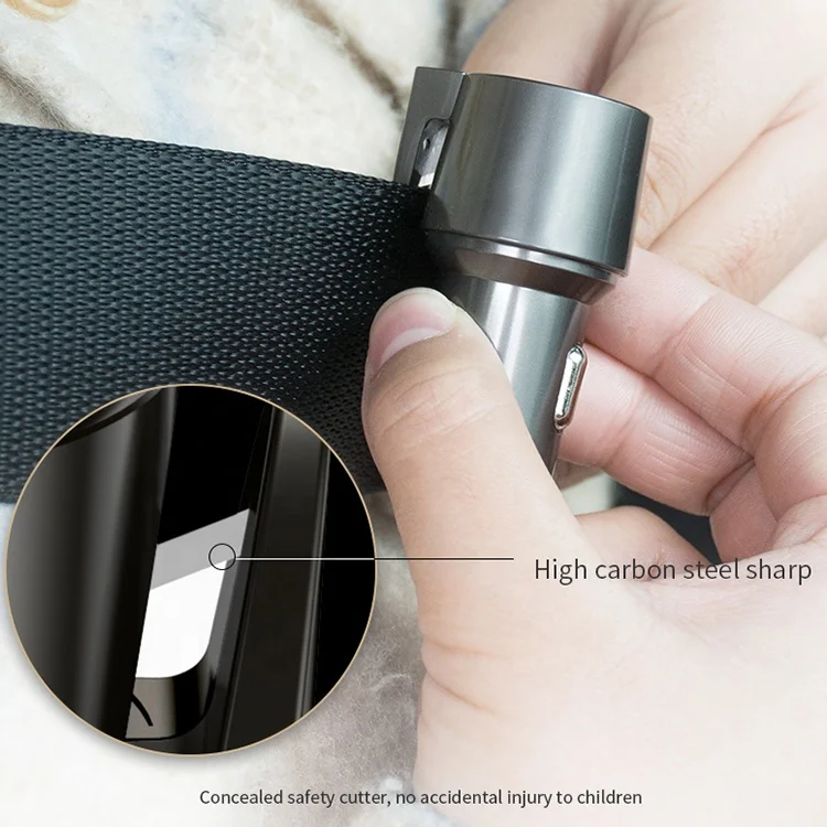 Mobile phone charging Dual USB QC3.0 Fast Car Charger with Seat Belt Cutter and Emergency Hammer Glass Breaker