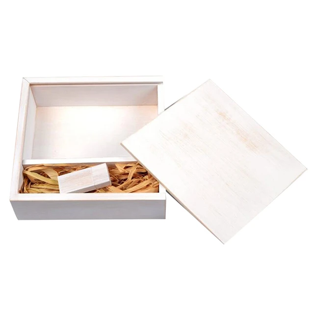 walnut clear lid wooden keepsake box for usb and photos