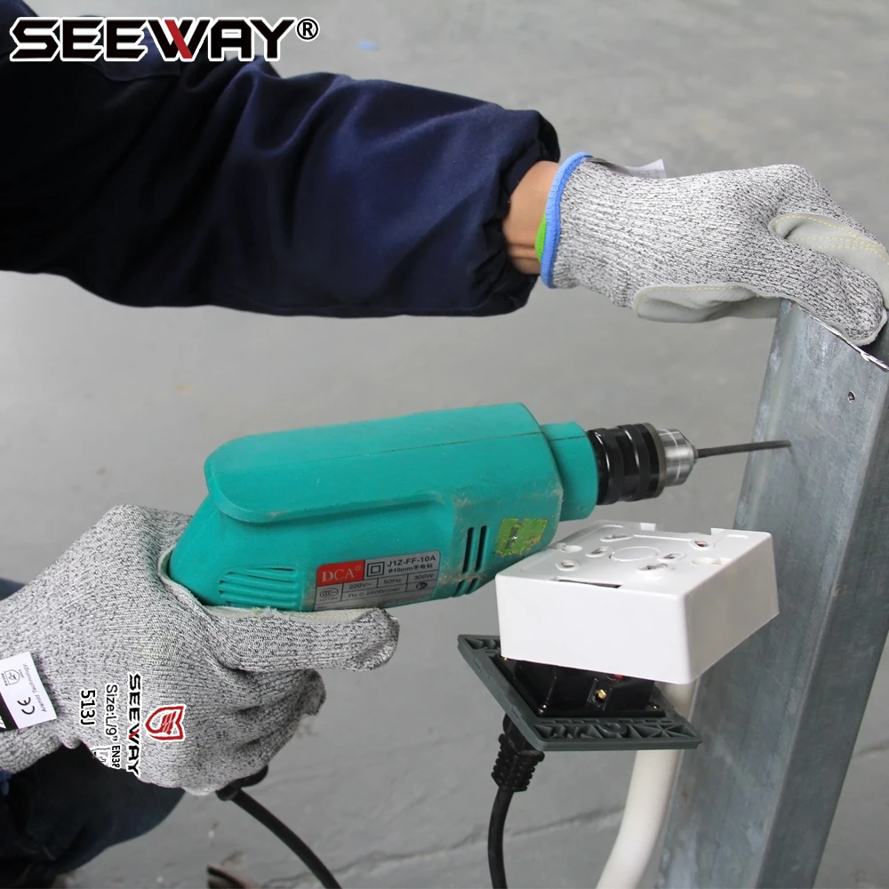 Seeway Cowhide Grain Leather Cut And Slash Proof Gloves