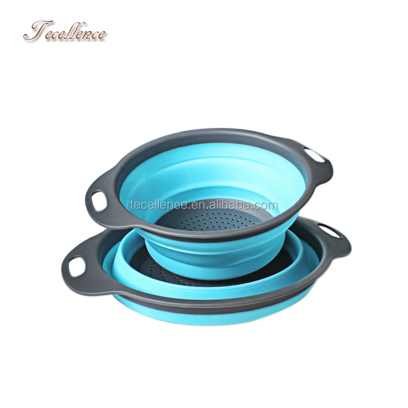 Amazon Top Selling Round Foldable Silicone Strainer Bowl/Colander with Handle