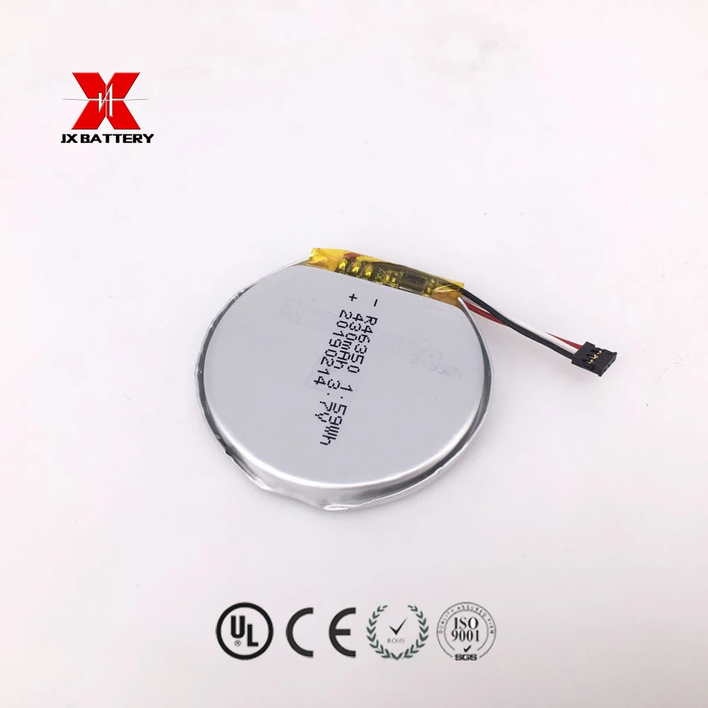3.7v 350mAh smart watch battery 46350  small flat round lithium polymer battery for toys