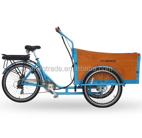 Front hydraulic disc brake three wheel electric family cargo bike for sale