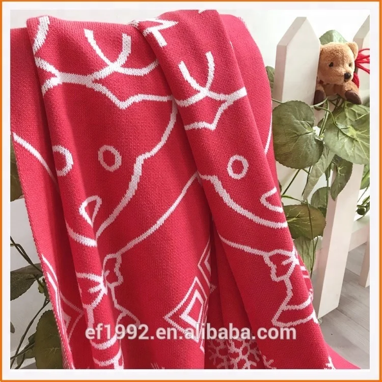 Christmas Knit Pattern Throw Blanket for Baby and Children