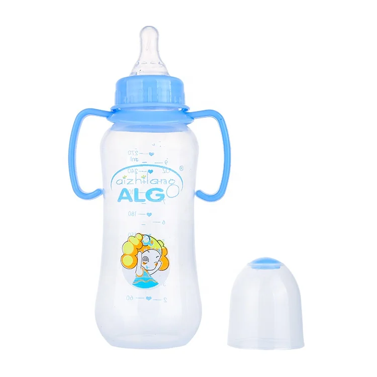 Big cucumber shaped unique BPA free PP150ml plastic bottle feeding bottle with handle