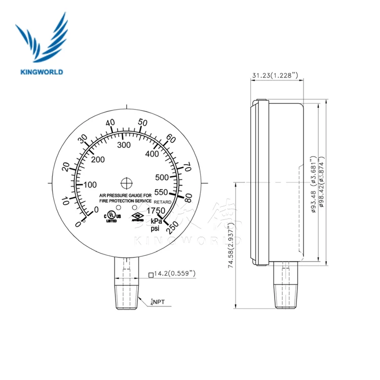 FM  Low Price Pressure gauge for fire fighting system