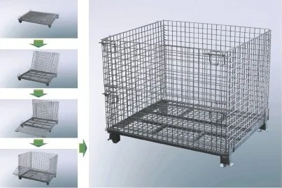 Industrial metal basket wire mesh box pallet container,Stackable Steel Wire Mesh Warehouse Pallet Cage,Stacking Wire Mesh Basket