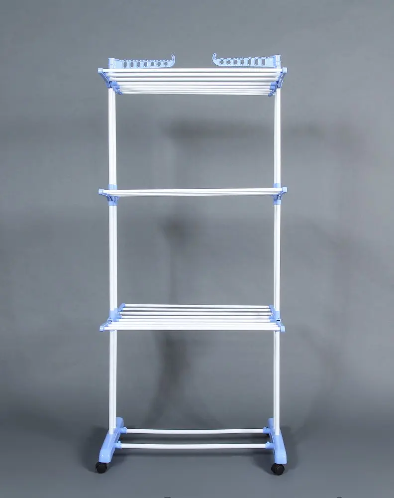 Indoor 3 tier laundry hanger stand hangering clothes dryer rolling garment rack