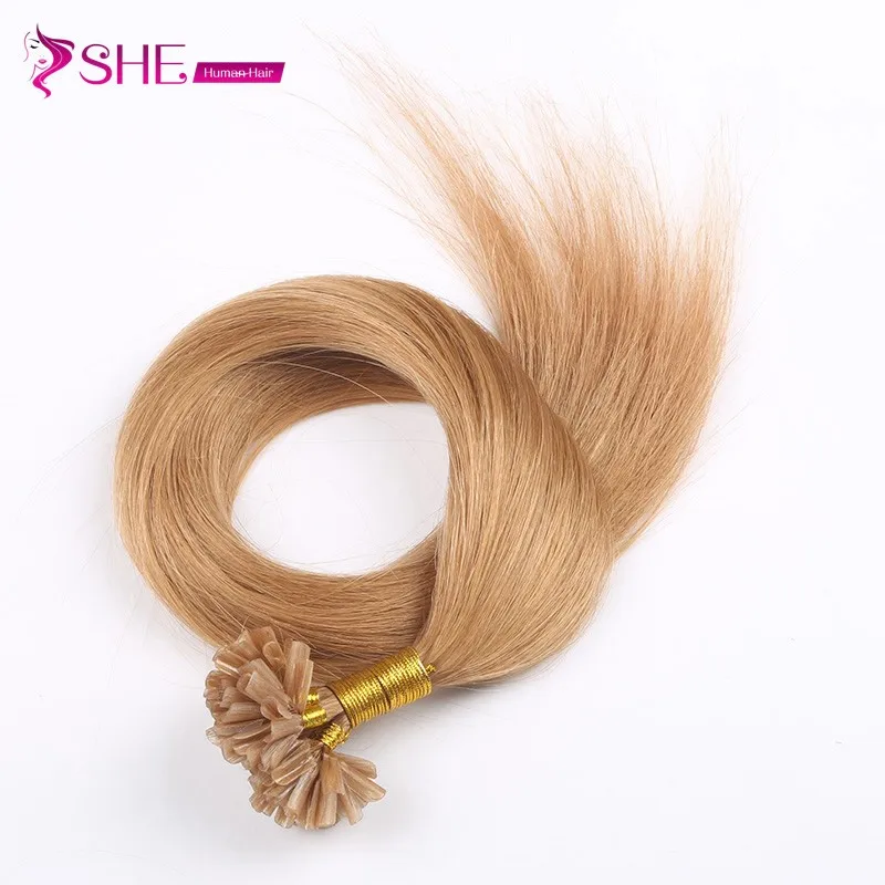 
BeautymaxHair Italian keratin glue red straight brazilian flat tip hair extensions 