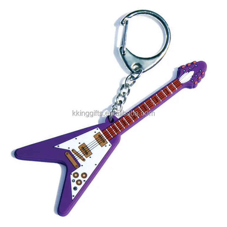 2015 guitar shaped gifts Wholesale Fashion Promotion Custom Soft PVC Keychains / pvc keyholder
