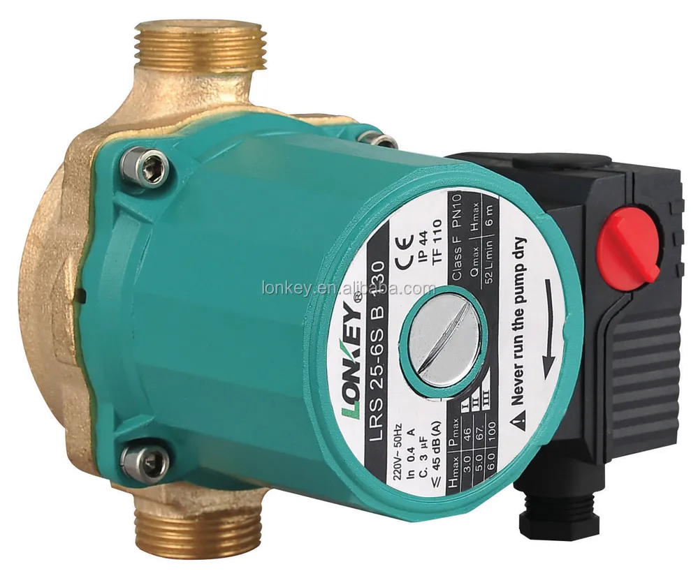 Brass pump head, low pressure hot water circulator pump