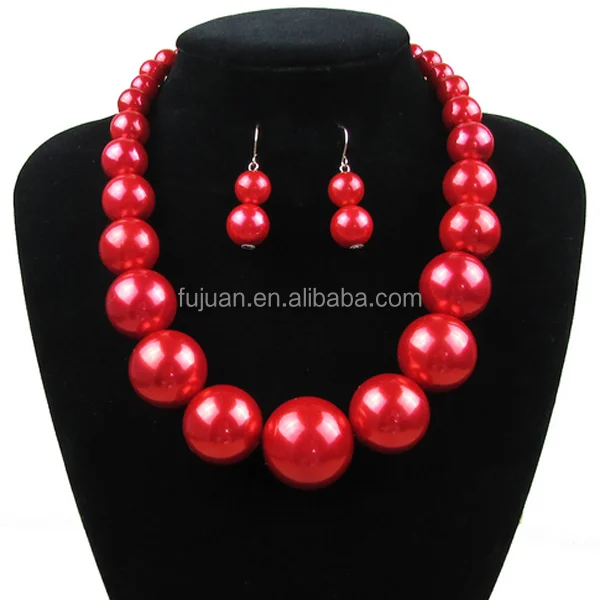 
2016 Custom Beads Big Pearls New Design Pearl Jewelry Set For Wedding 