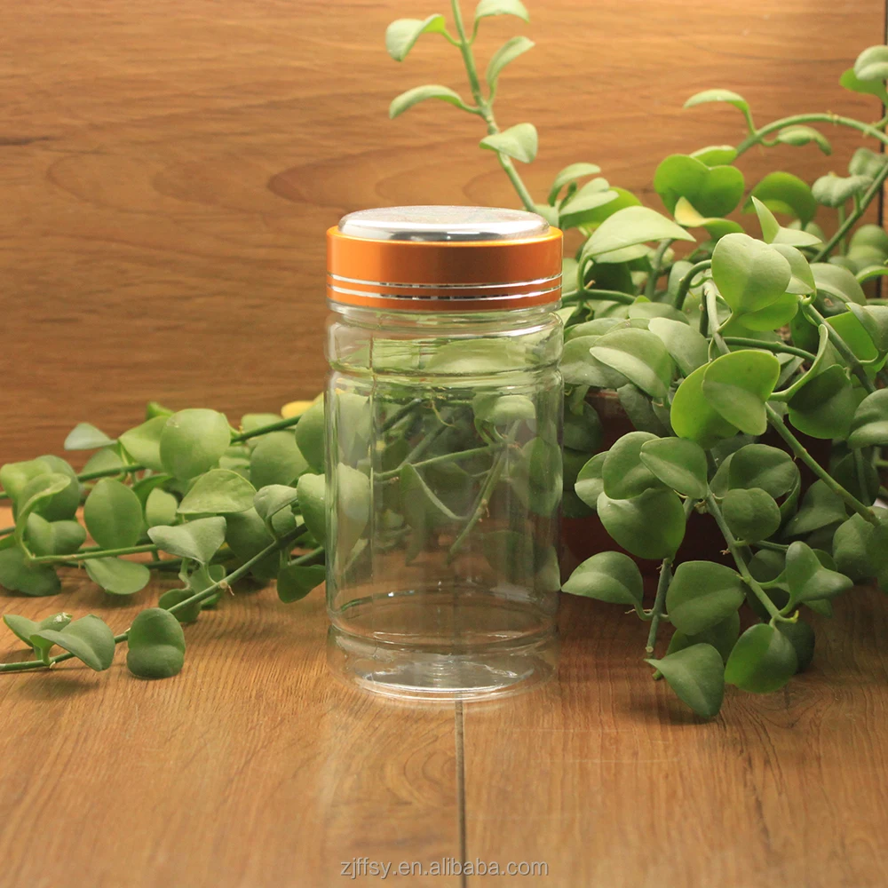 Aluminum lid 200ml airless saffron storage bottle  medecine pet plastic bottle capsule jar container