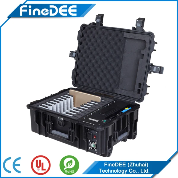 
F1-10B Chromebook Laptop Multi Device Charging Station Cabinet-Lithium Battery-Tablet Charging Cart 