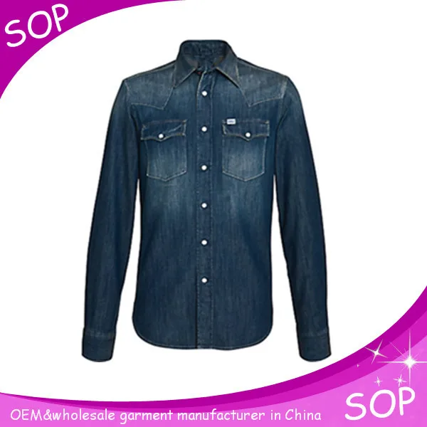 Turkey cotton fabric denim quality mens shirt