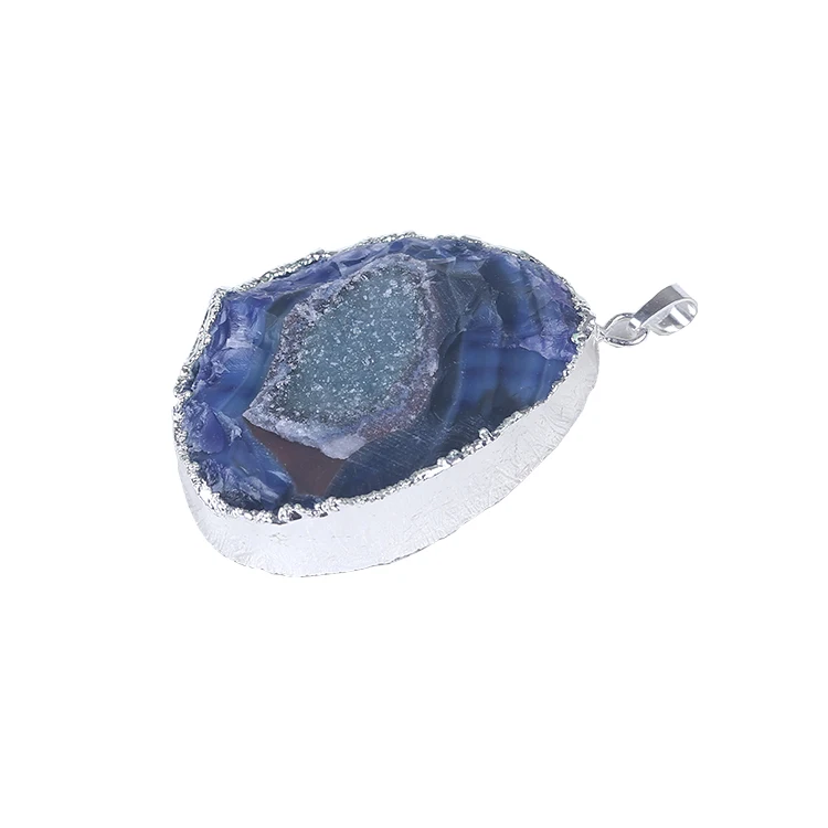 Wholesale Agate Druzy Gemstone Jewelry Agate Druzy Geode Pendant