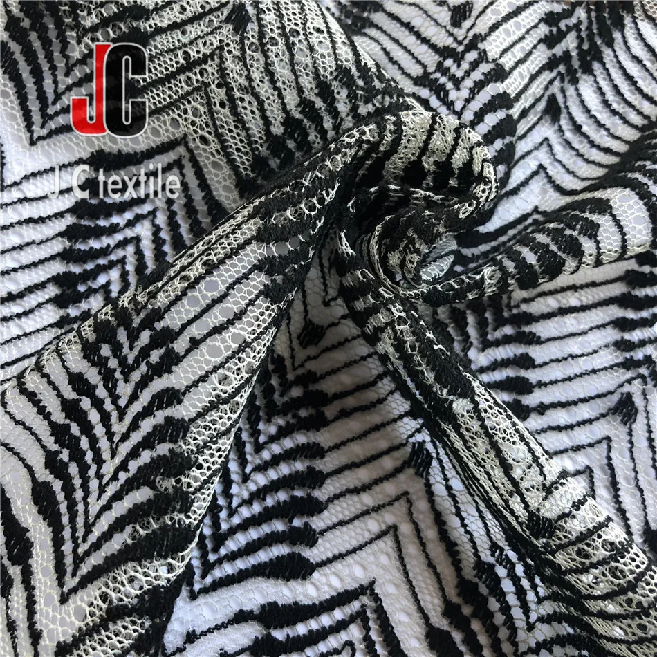 JC-K1290062 knitted T/C poly cotton luxury lace fabric embroidery