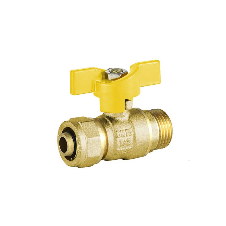 16mm 1/2inch Gas Valve PAP Pipe Yellow Butterfly Handle Plumbing fittings Male Ball Valve