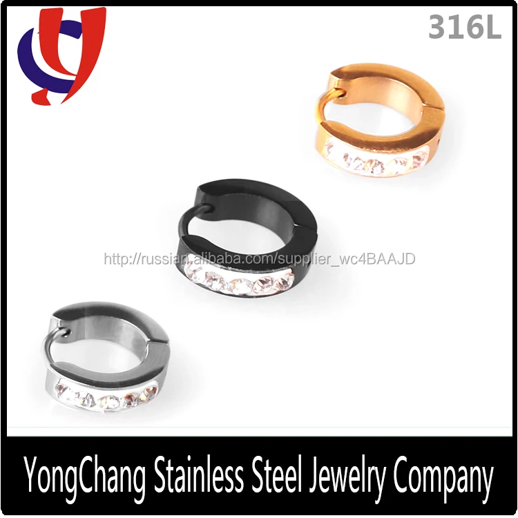 Alibaba com surgical steel 316L edge diamond hoop earrings wholesale