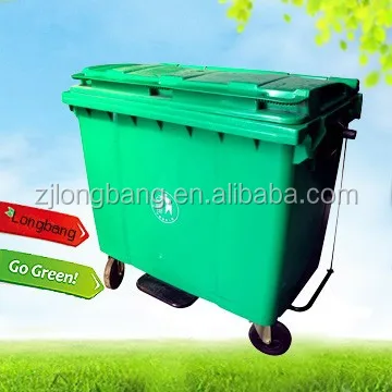 660L en plastique poubelle des dechets et ordures bin HDPE EN840 100% new material outdoor large garbage container UV protection