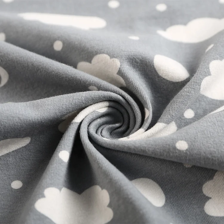 
Single jersey cloud print 100% combed cotton jersey knit sweat suit baby clothing fabric 