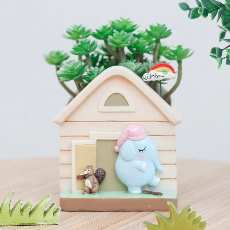 Оригинальный цветочный горшок Zakka из смолы с мультяшными животными