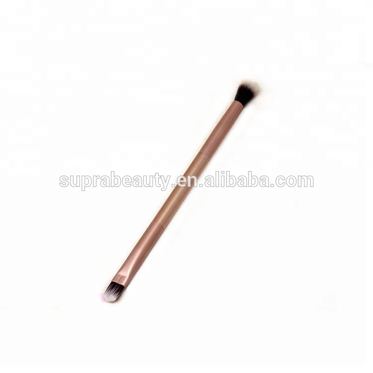 High quality synthetic hair double head makeup double sided aluminum handle cosmetic eye shadow mixing brush