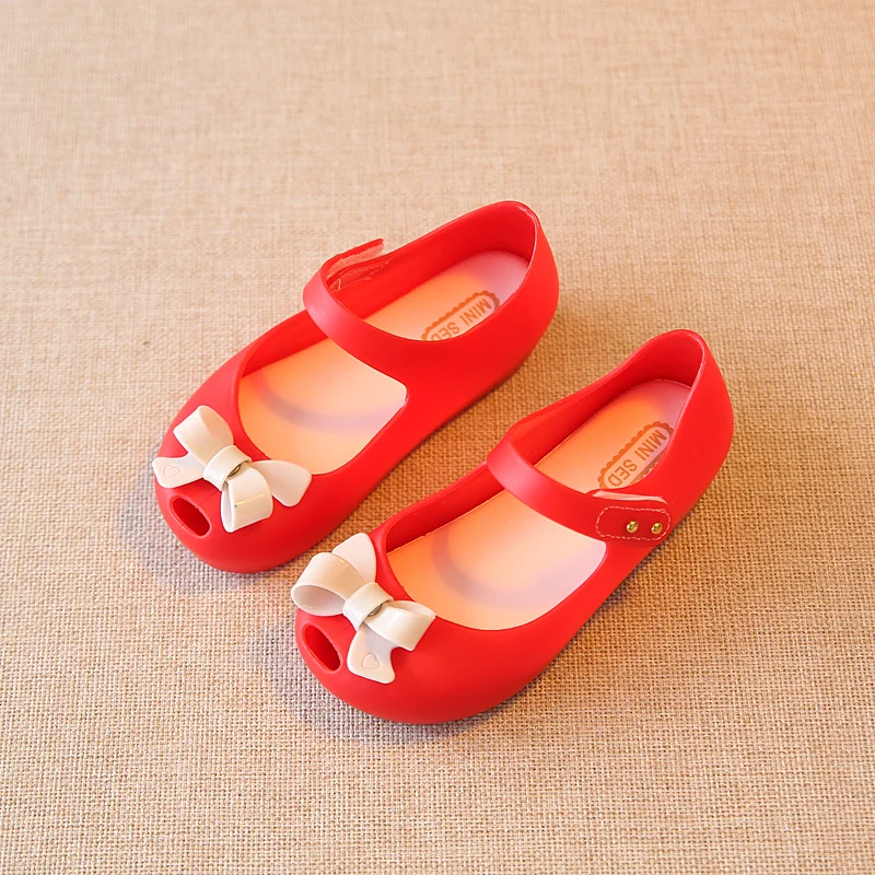 Larger size classic bow knot design kids girls mini melissa sandals