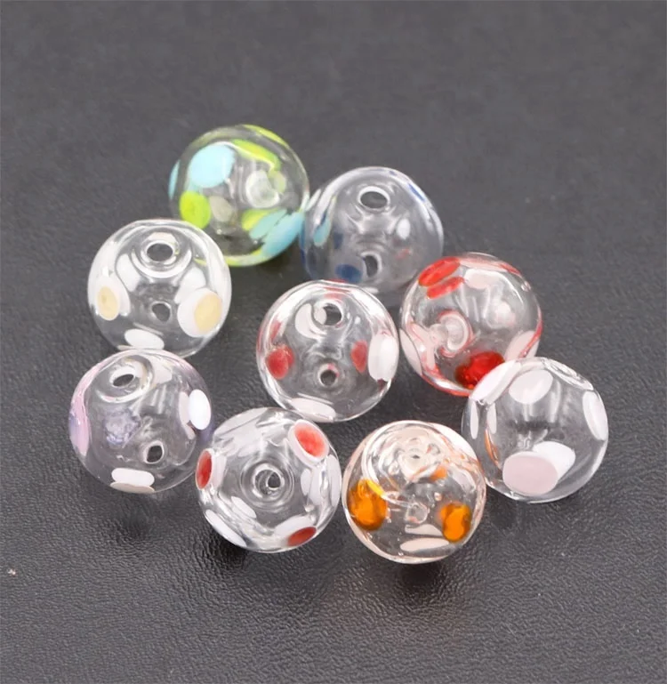 12mm Round Blown Hollow Perforated Wave Point Glass Beads from China for Fantasy Dry Flower Jewelry DIY accessories Finding