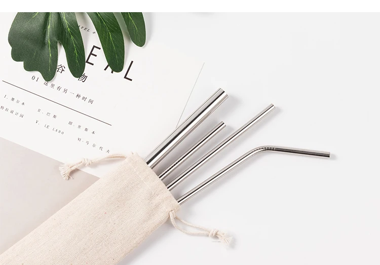 Wholesale non plastic stainless steel metal straws set in bulk hot sale eco drinking straws