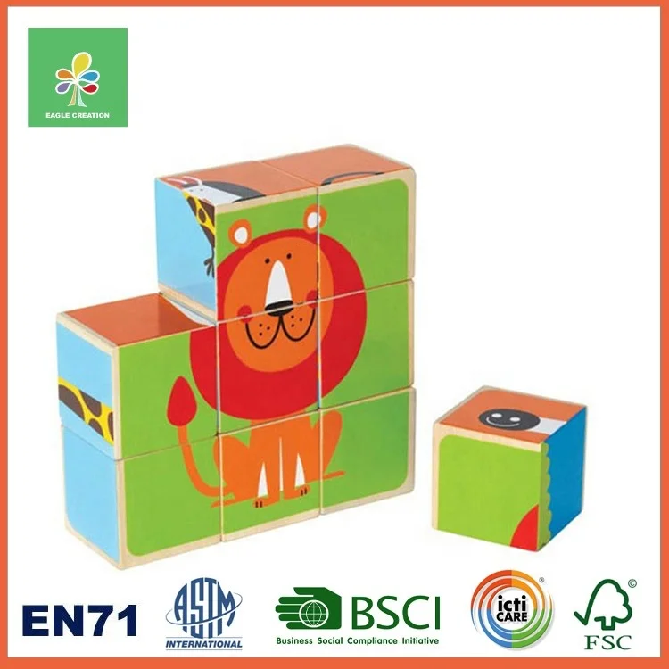Wooden Block Puzzle Animal matching Forming educational building block set preschool for kids children safe non toxic wooden toy