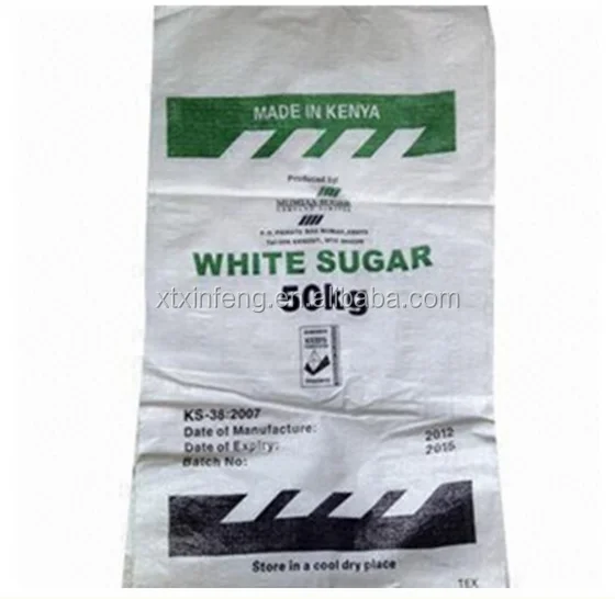 Белый прозрачный 50 кг ПП мешок сахара