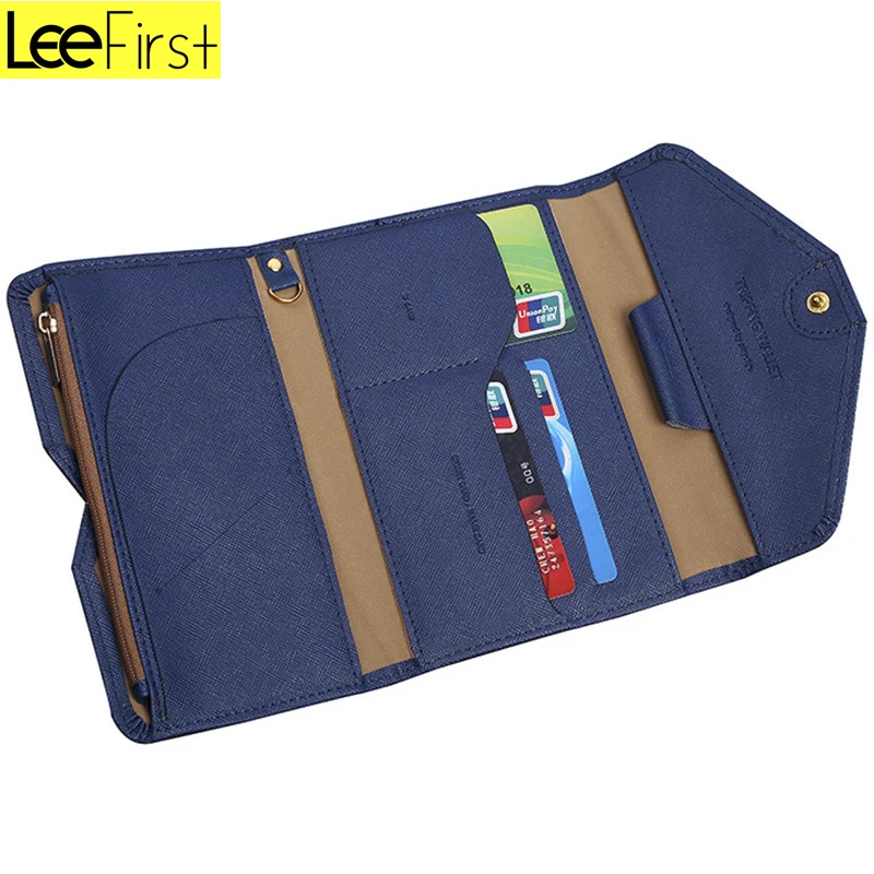 Online Store PU Leather Tri-fold Travel Passport Wallet /Travel Wallet Case For Passport