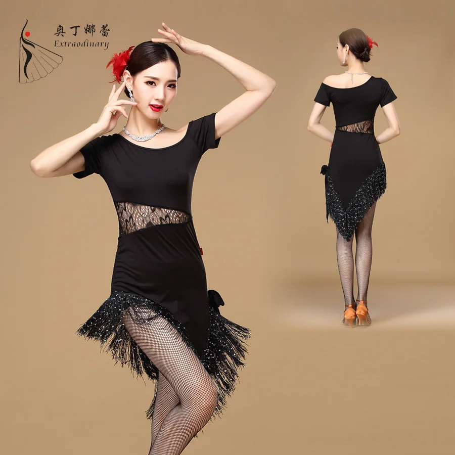 Lyrical Latin Dance Dress Woman Black Latin Dress For Performance Wear Ballroom Dress