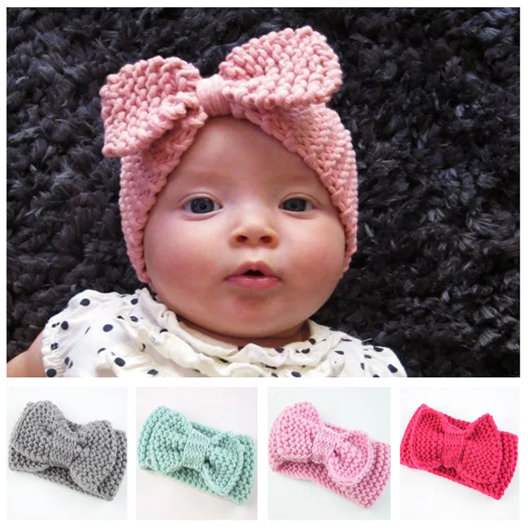kids Solid Wide Knitting Woolen Headband Winter Warm Ear Crochet Turban Hair Accessories For baby Girl Hair Band Headwraps