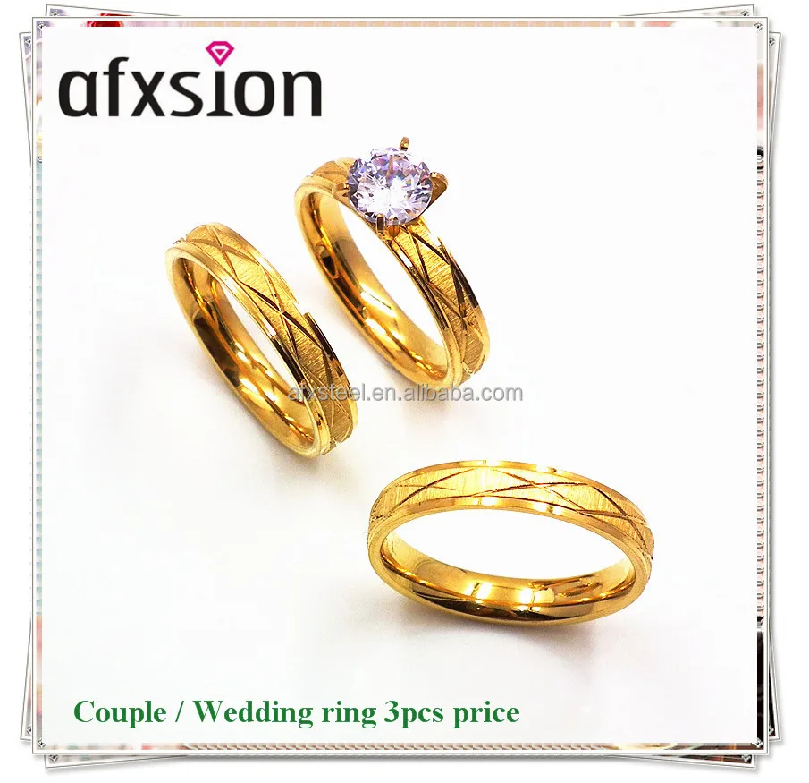 AFXSION jewelry Dubai fashion gold plating 18K gold 316L stainless steel wedding ring