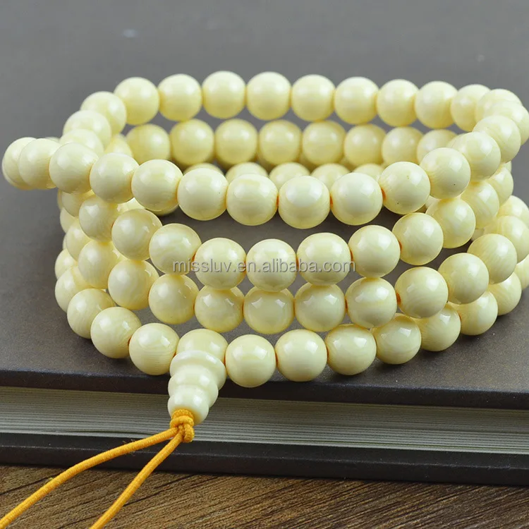 imitate ivory buddhist Bracelet Necklace Jewelry 108 mala beads wholesale 108 ivory beaded bracelet