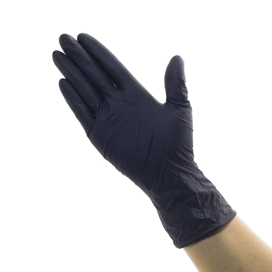 Production Of Waterproof Black Cosmetic Tattoo Gloves Black Pure Nitrile Disposable Gloves