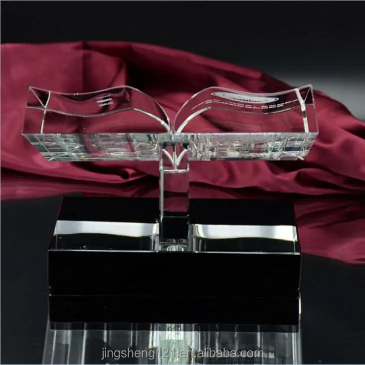 Новый дизайн, прозрачный хрустальный открывающийся книжный трофей для подарка на День учителя
