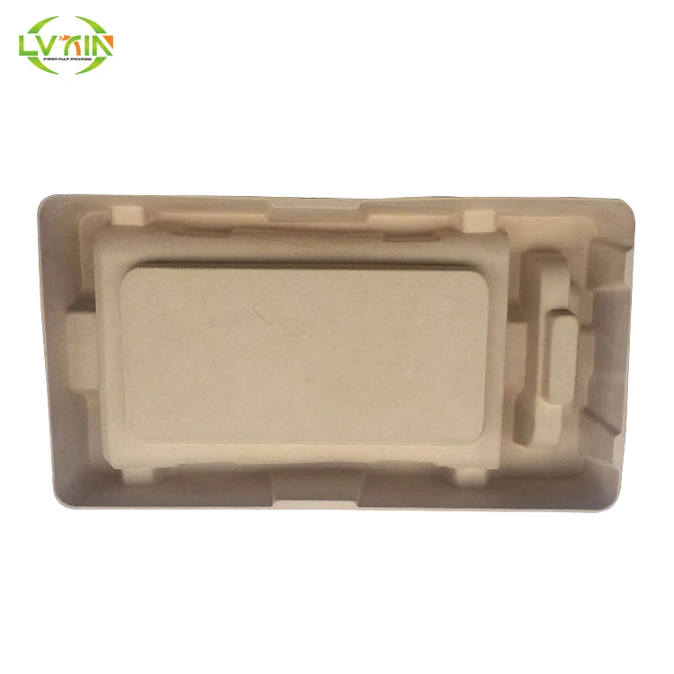 
Biodegradable reinforce material molded bamboo pulp packaging custom colour paper pulp mould package tray 